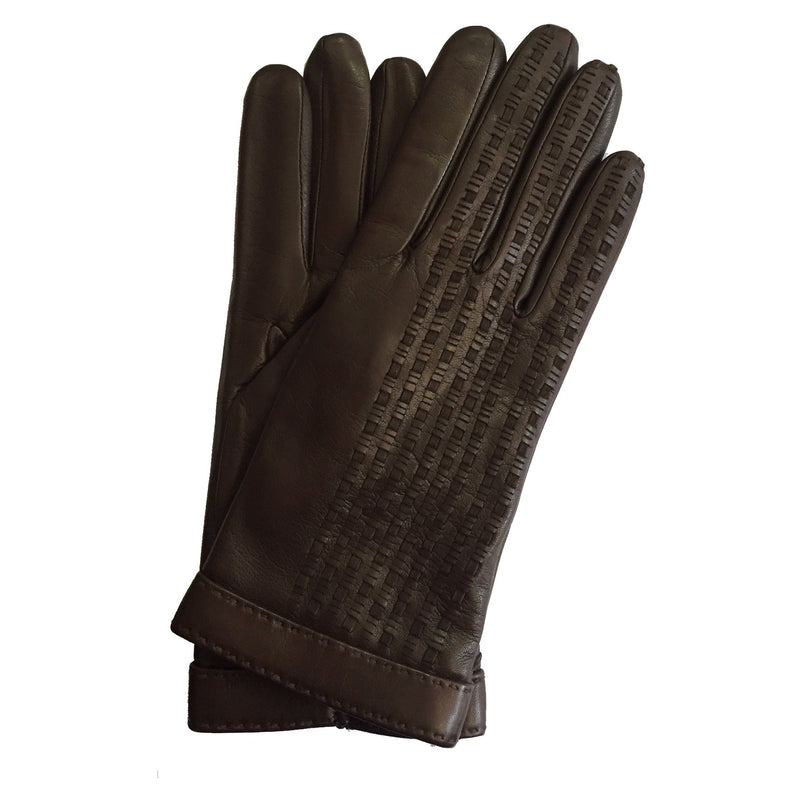 Sorcha - Women's Cashmere Lined Leather Woven Gloves