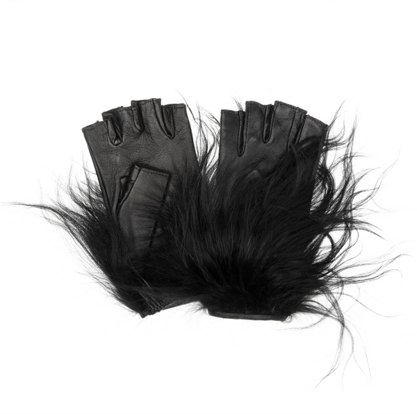 Barbara Cuff - Women's Mongolian Fur Leather Fingerless Gloves