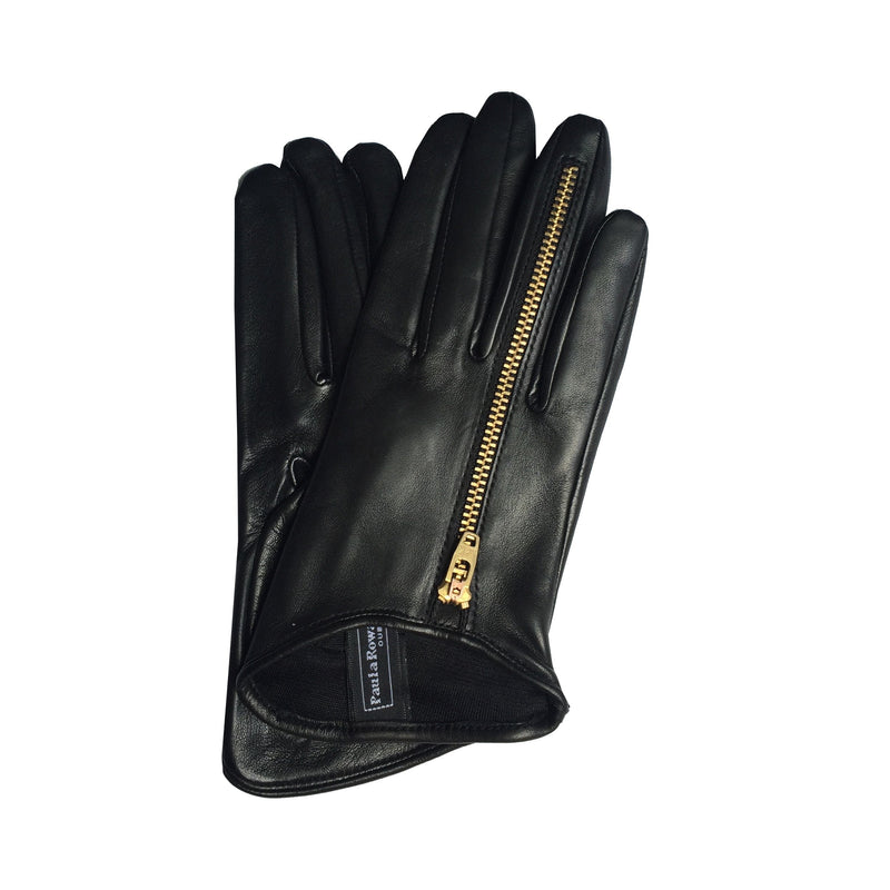 Jacqueline - Women's Silk Lined Leather Gloves with Zip Detail