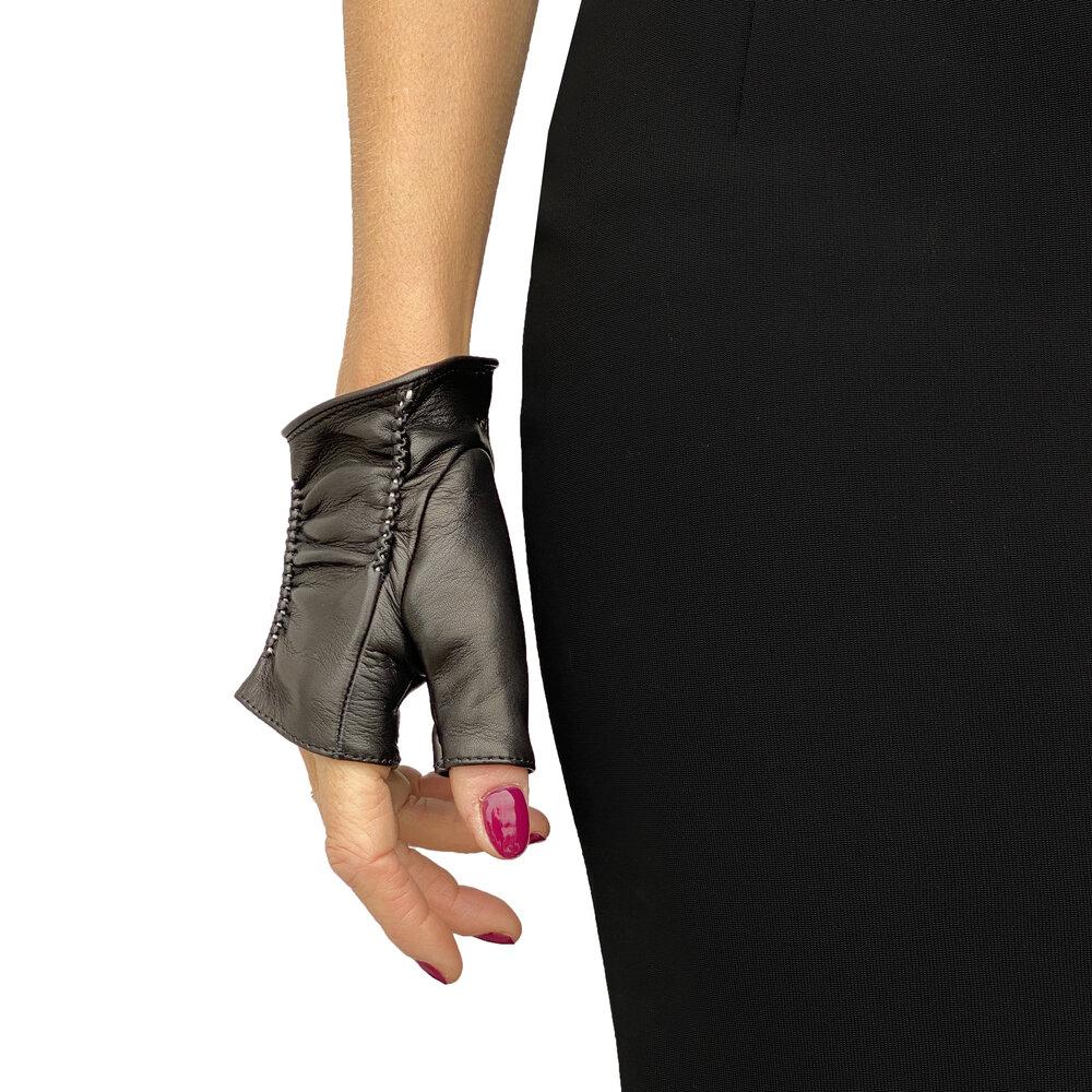leather half gloves ladies
