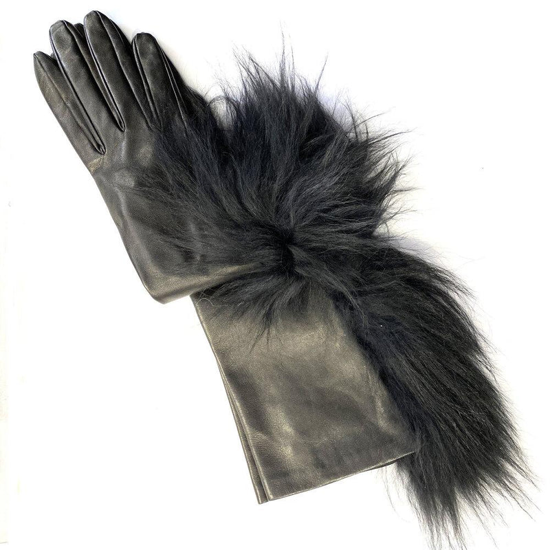 Eva - Women’s Silk Lined Fox Fur Leather Gloves