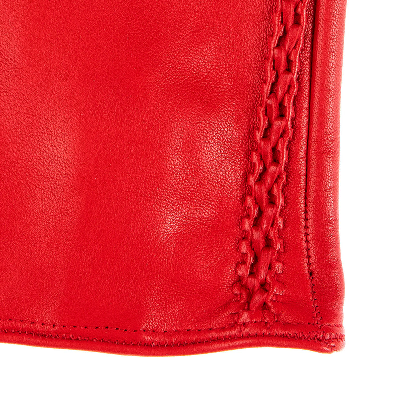 Milly - Women's Silk Lined Braided Leather Gloves