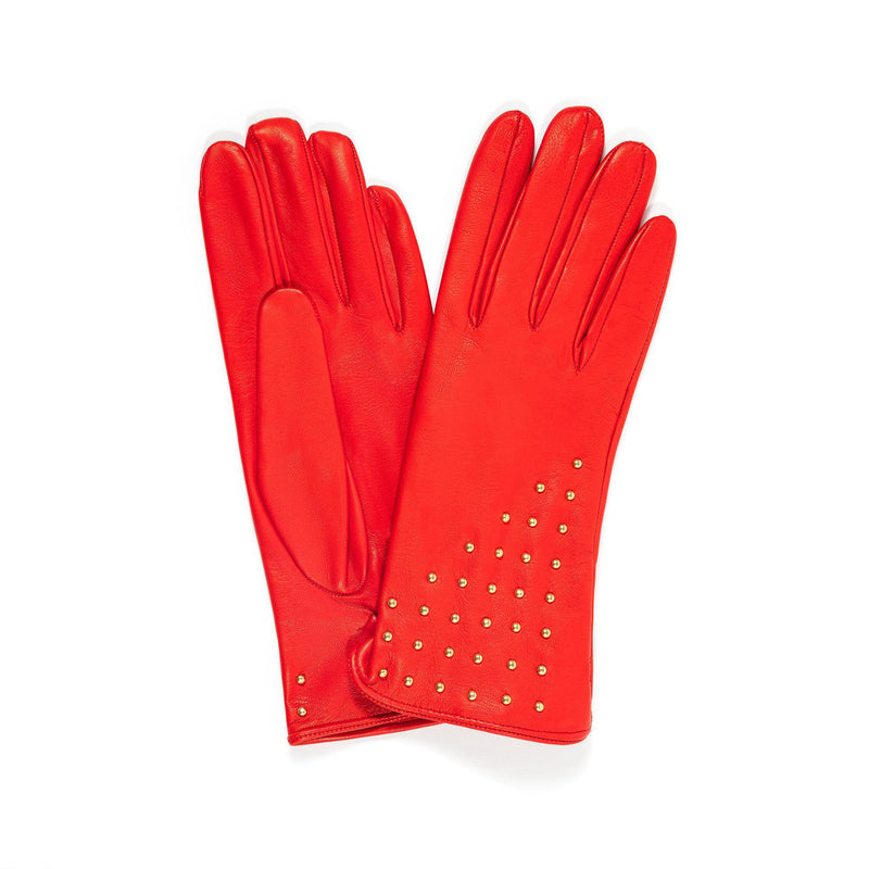 Winnie Wood - Women's Silk Lined Studded Leather Gloves
