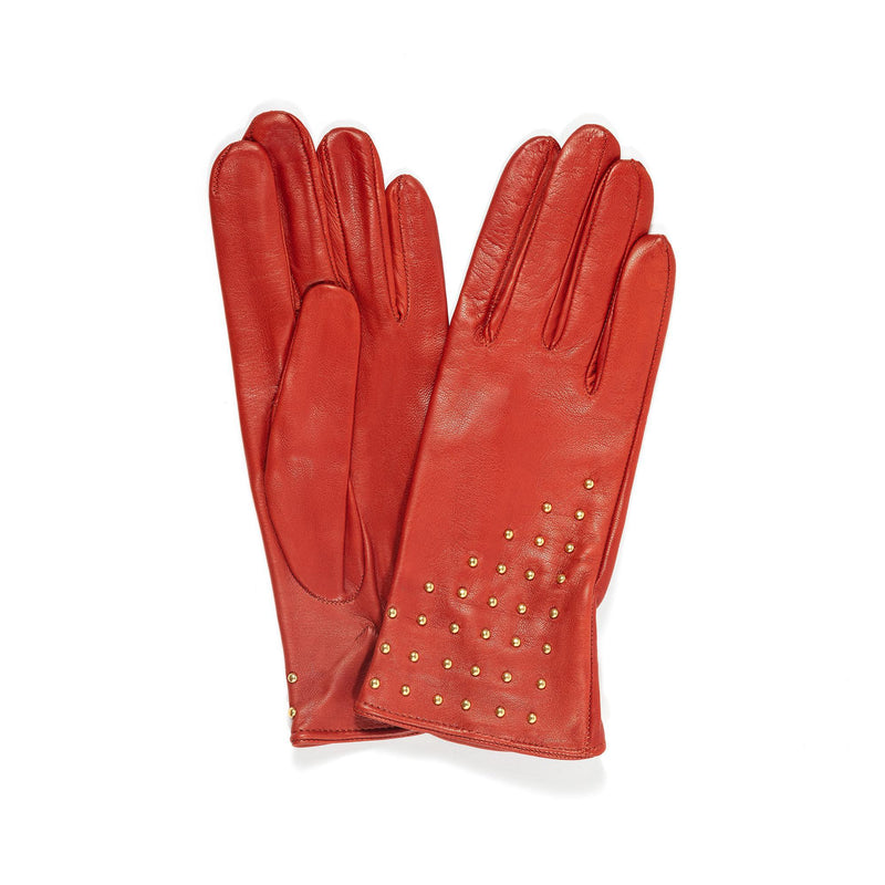 Winnie Wood - Women's Silk Lined Studded Leather Gloves