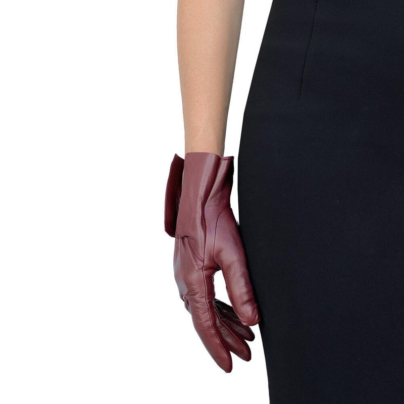 Marnie - Women's Silk Lined Leather Gloves With Scooped Cuff