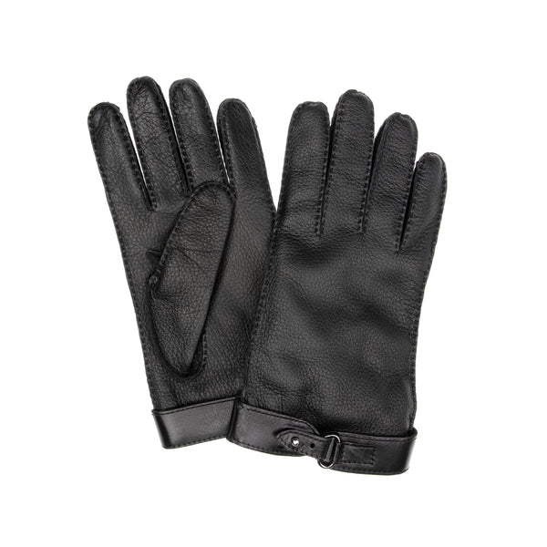 Ben - Men's Cashmere Lined Leather Gloves with Buckle Strap