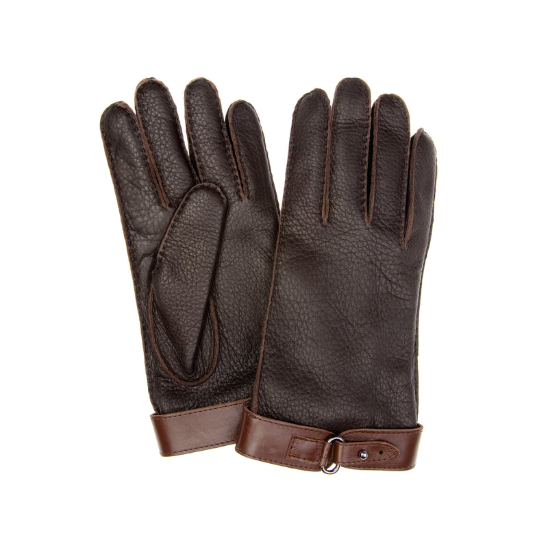 Ben - Men's Cashmere Lined Leather Gloves with Buckle Strap