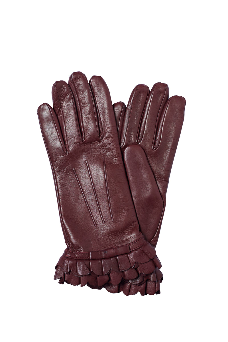 Danielle Bow - Silk Lined Leather Gloves with Pleated Cuff