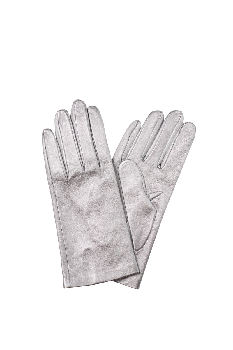 Elisa - Women's Silk Lined Metallic Leather Gloves