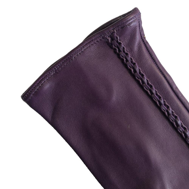 Milly - Women's Silk Lined Braided Leather Gloves