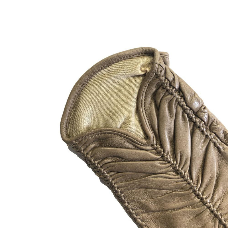 Renee - Women's Silk Lined Ruched Leather Gloves