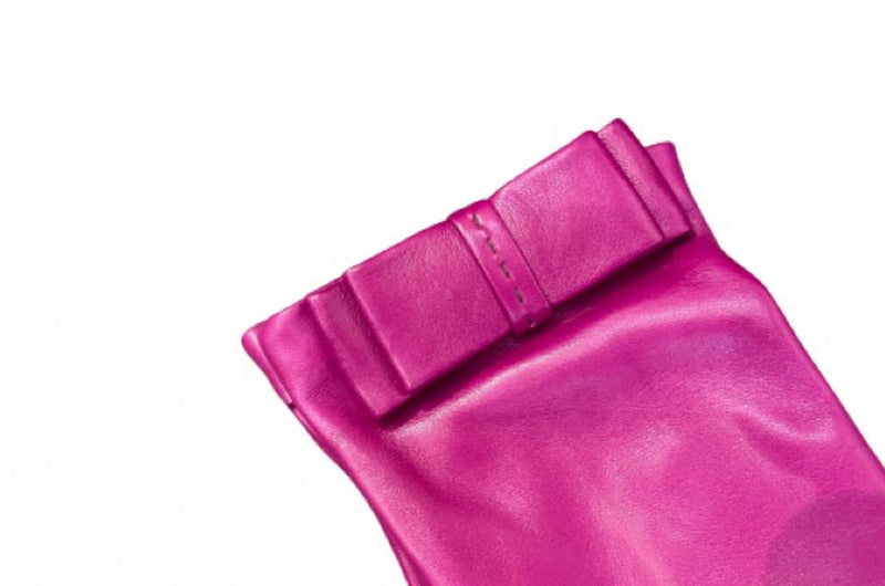 Minnie Flat Bow - Women's Silk Lined Leather Gloves