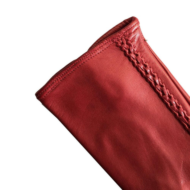 Milly - Women's Silk Lined Braided Leather Gloves