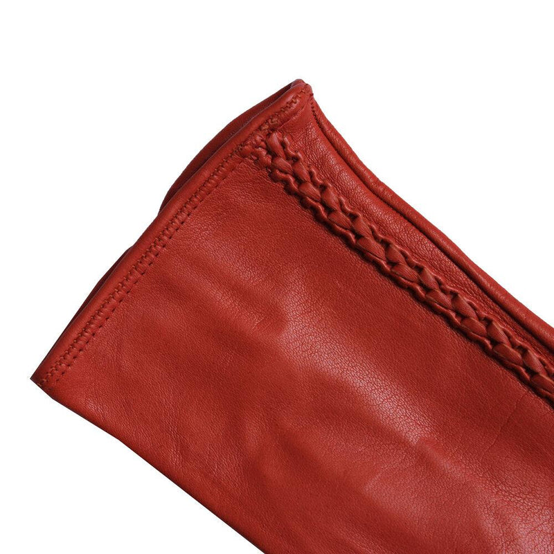 Milly - Women's Silk Lined Braided Leather Gloves