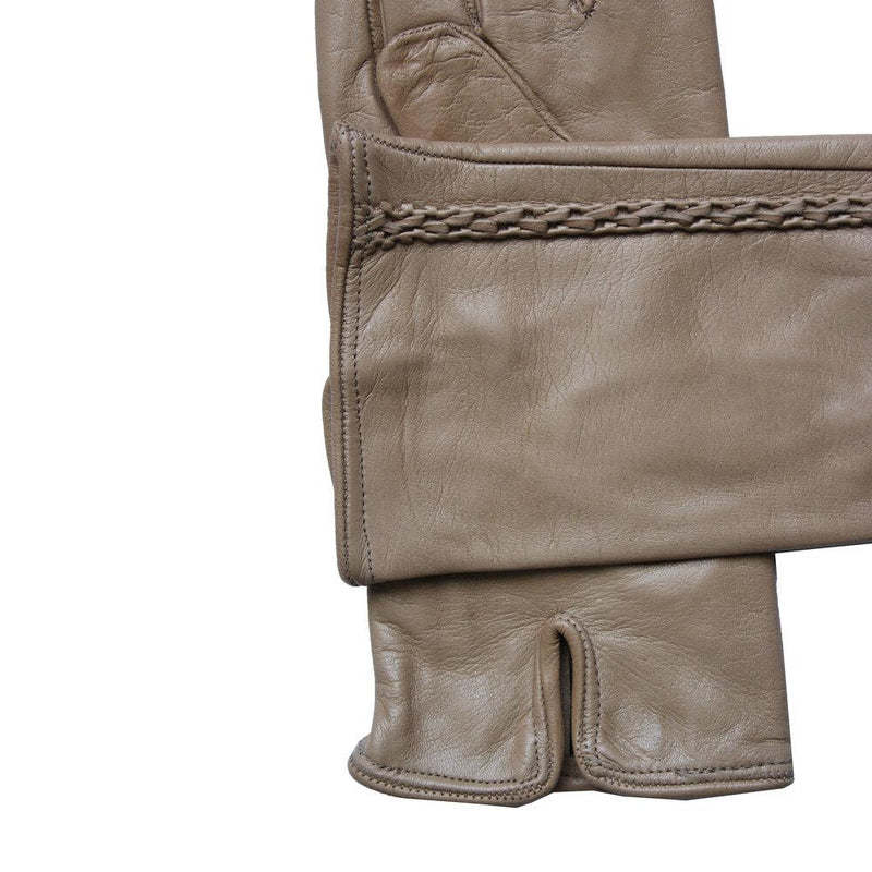 Milly - Women's Silk Lined Braided Leather Gloves