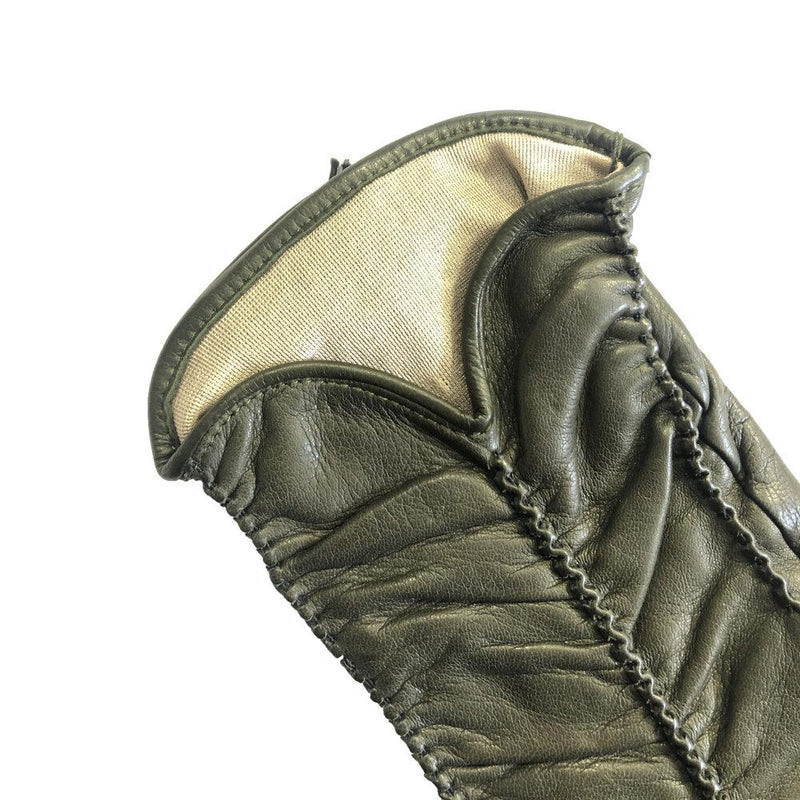 Renee - Women's Silk Lined Ruched Leather Gloves