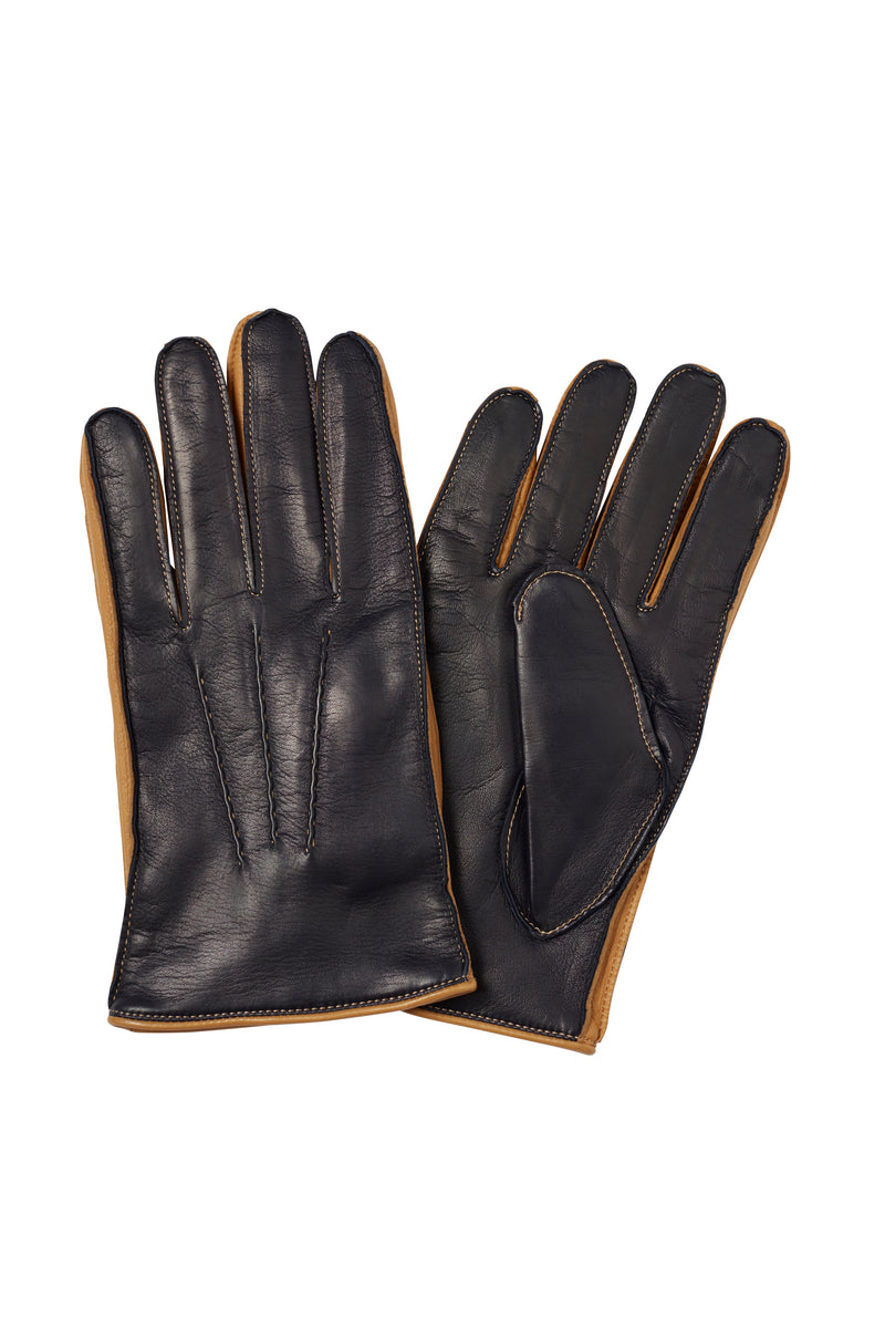 O'Connell - Men's Cashmere Lined Leather Gloves with Contrast Detail