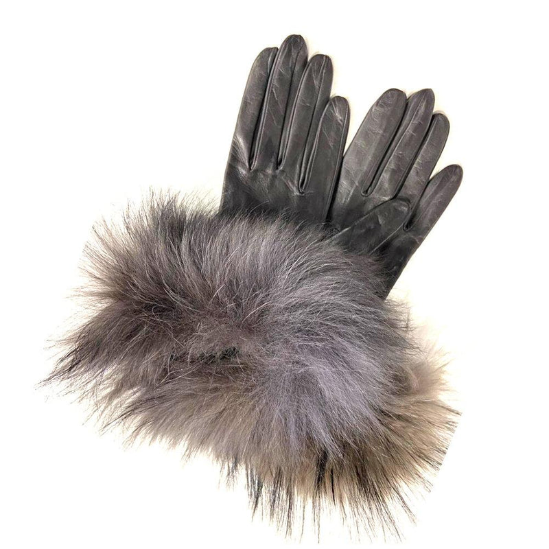 thumbnail image 2 of Women’s 100% Genuine Fox Fur Warm Gloves – Real Lambskin Leather – Fleece Lined – Winter 2 of 5