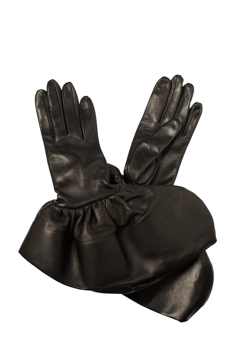 Petra - Women's Silk Lined Leather Gloves With Oversized Cuff