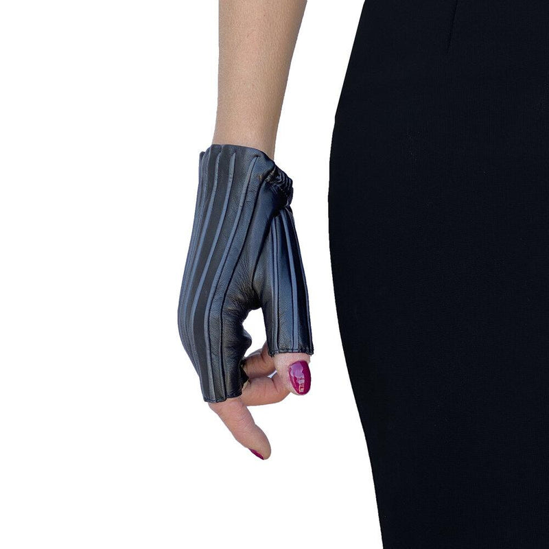 Rita Cuff - Women's Fingerless Leather Gloves