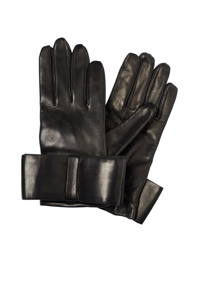 Tilly - Silk Lined Leather Gloves with Bow Detail