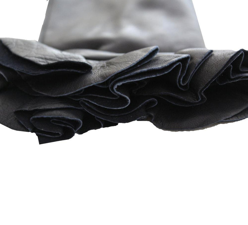 Danielle 2 - Women's Silk Lined Leather Gloves with Ruffle