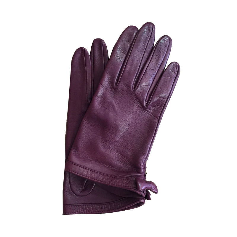 Minnie Ruche - Women's Silk Lined Leather Gloves