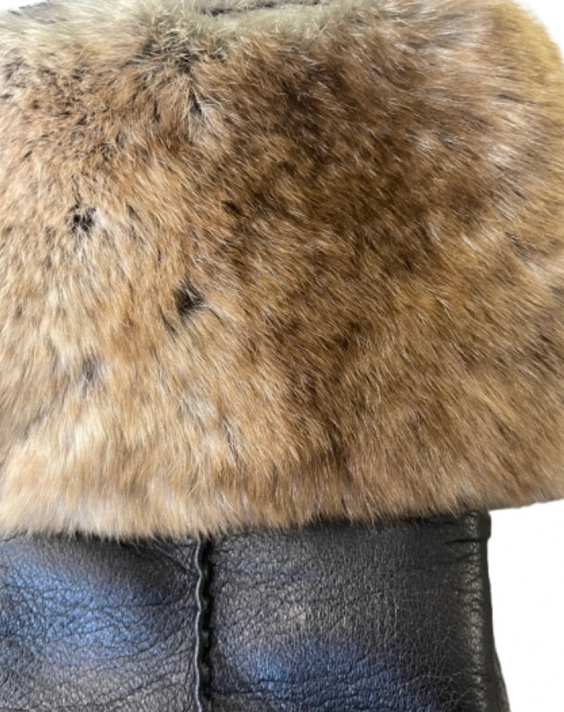 Veronique Classic - Women's Silk Lined Leather Gloves with Fur Cuff