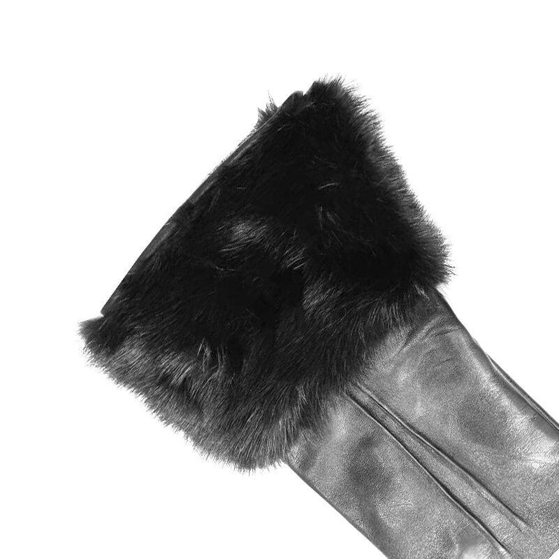 Veronique Dart - Women's Silk Lined Leather Gloves With Mink Cuff