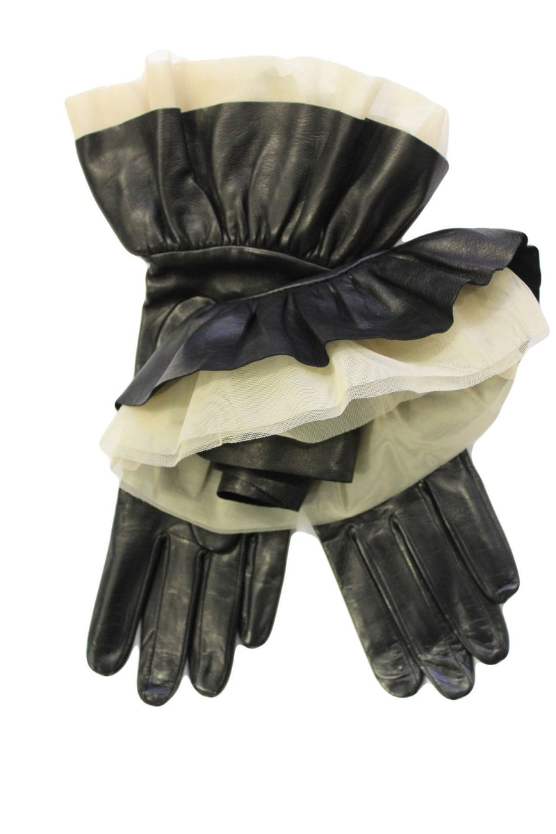Issey - Women's Silk Lined Leather and Tulle Gloves