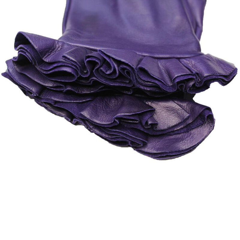 Danielle 2 - Women's Silk Lined Leather Gloves with Ruffle