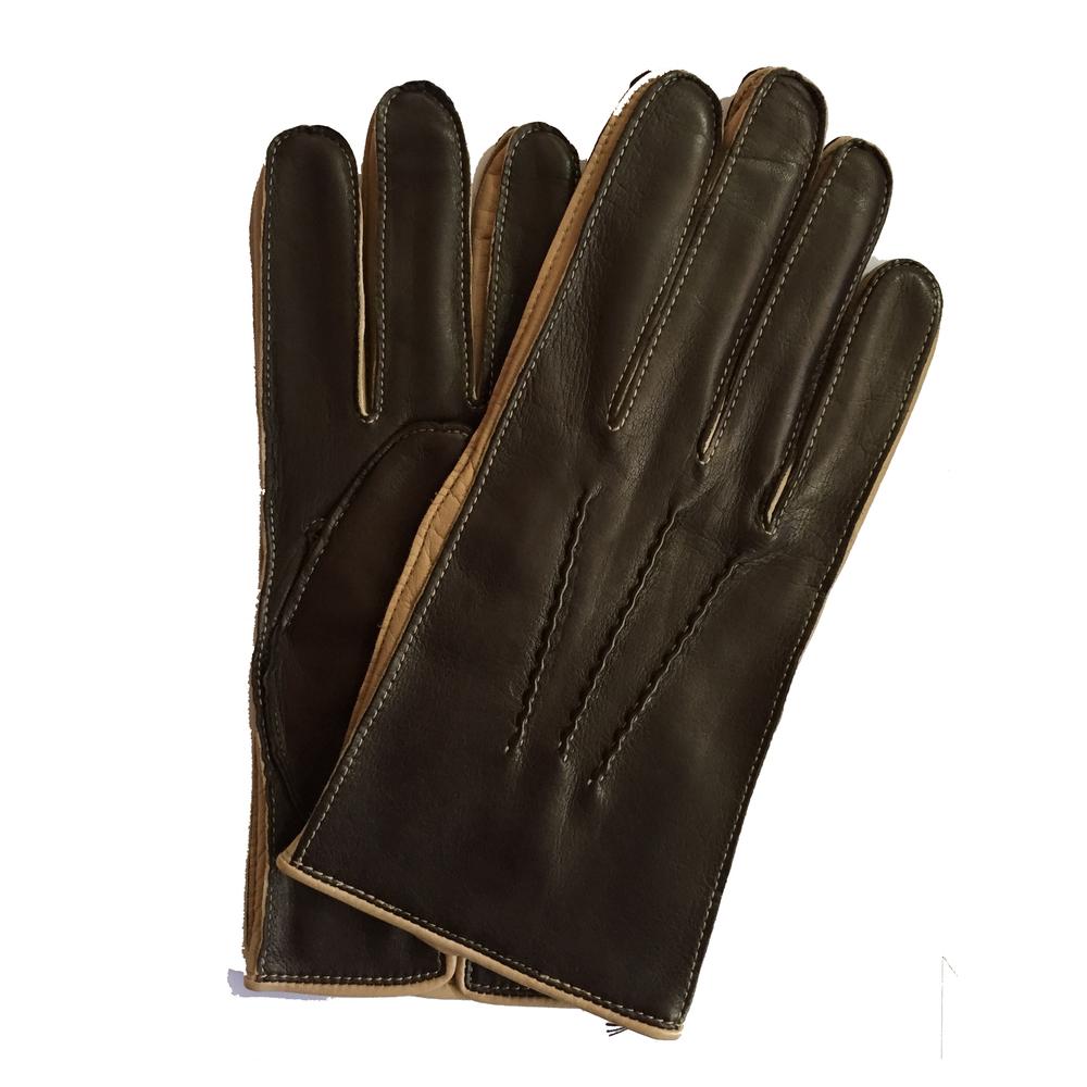 O'Connell - Men's Cashmere Lined Leather Gloves with Contrast