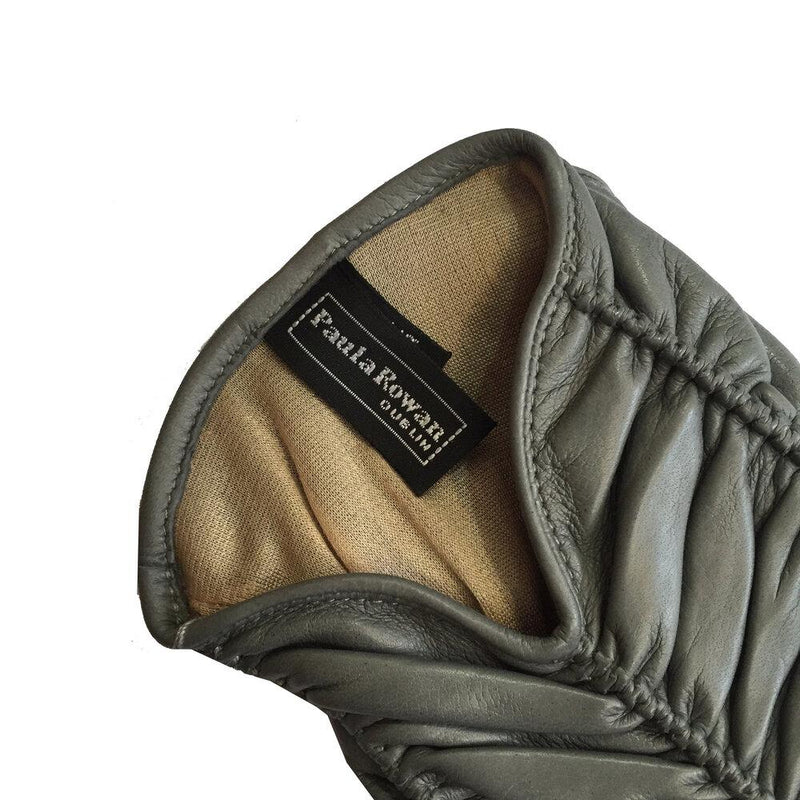 Renee - Women's Silk Lined Ruched Leather Gloves
