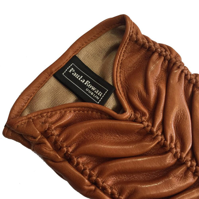 Renee - Women's Silk Lined Ruched Leather Gloves