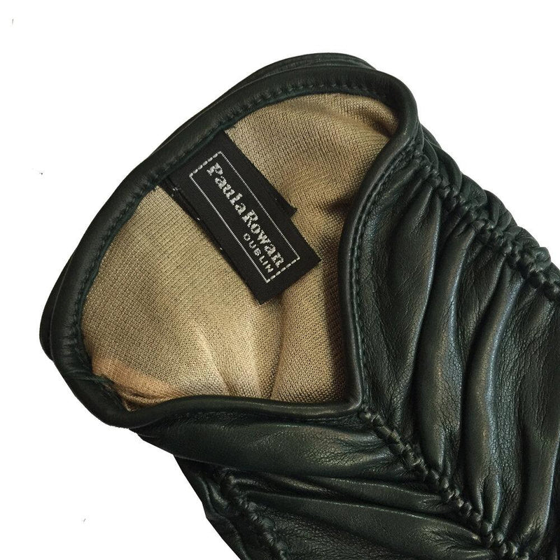 Renee - Women's Silk Lined Ruched Leather Gloves