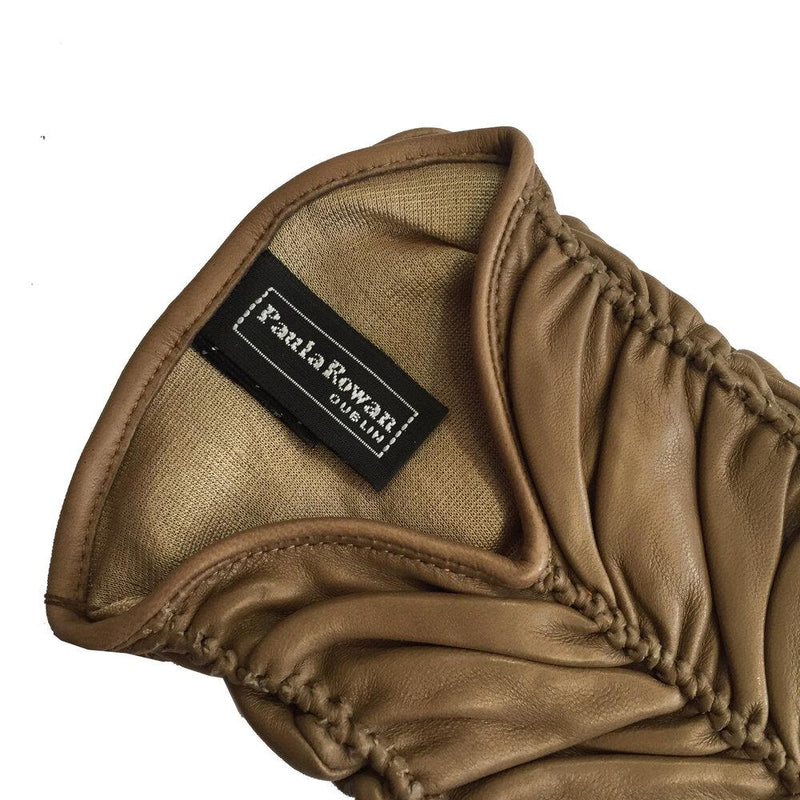 Renee - Women's Silk Lined Ruched Leather Gloves