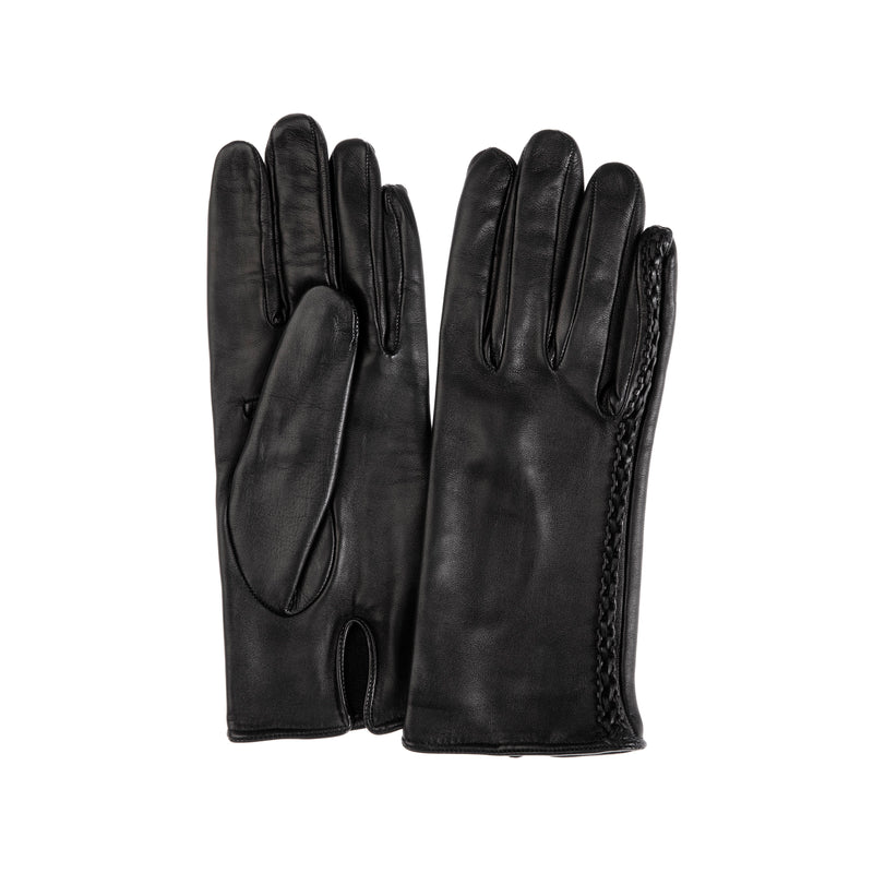 Milly - Women's Silk Lined Braided Leather Gloves