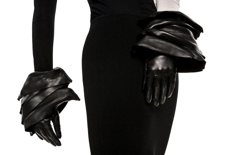 Molly 2 - Women's Silk Lined Leather Gloves with Tiered Cuff