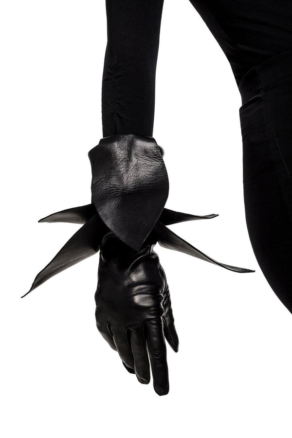 Bonnie 2 - Women's Silk Lined Leather Gloves with Origami Cuff