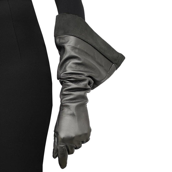 Devette - Women's Silk Lined Leather and Suede Gloves