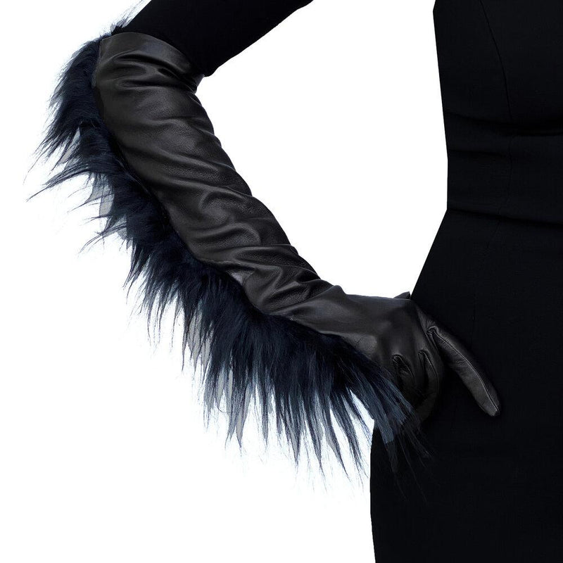 Eva - Women’s Silk Lined Fox Fur Leather Gloves