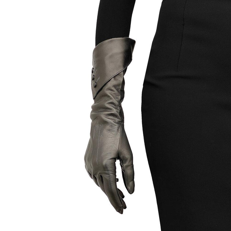 Gwyneth - Women's Silk Lined Leather Button Gloves