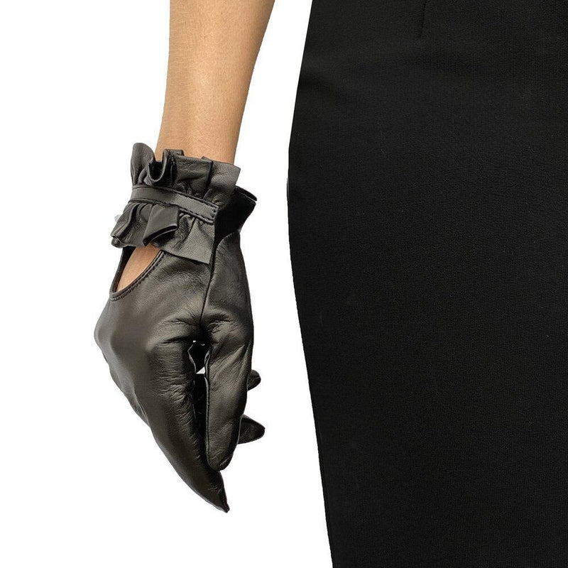 Haylee - Women's Silk Lined Leather Driving Gloves