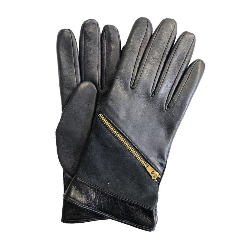 Jacqueline 2 - Women's Cashmere Lined Leather Gloves with Zip Detail
