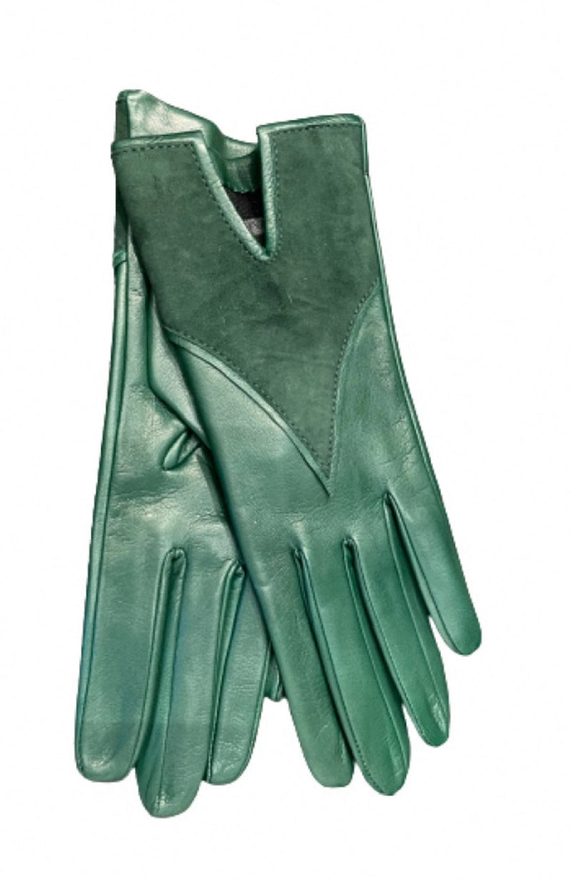 Olivia - Women's Silk Lined Leather and Suede Gloves