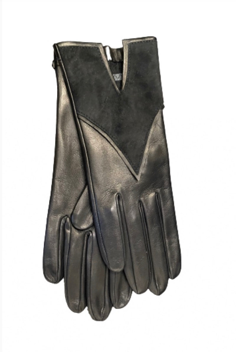 Olivia - Women's Silk Lined Leather and Suede Gloves
