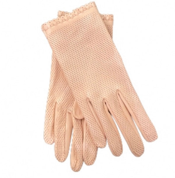 Connie - Women's Perforated Back Unlined Leather Gloves