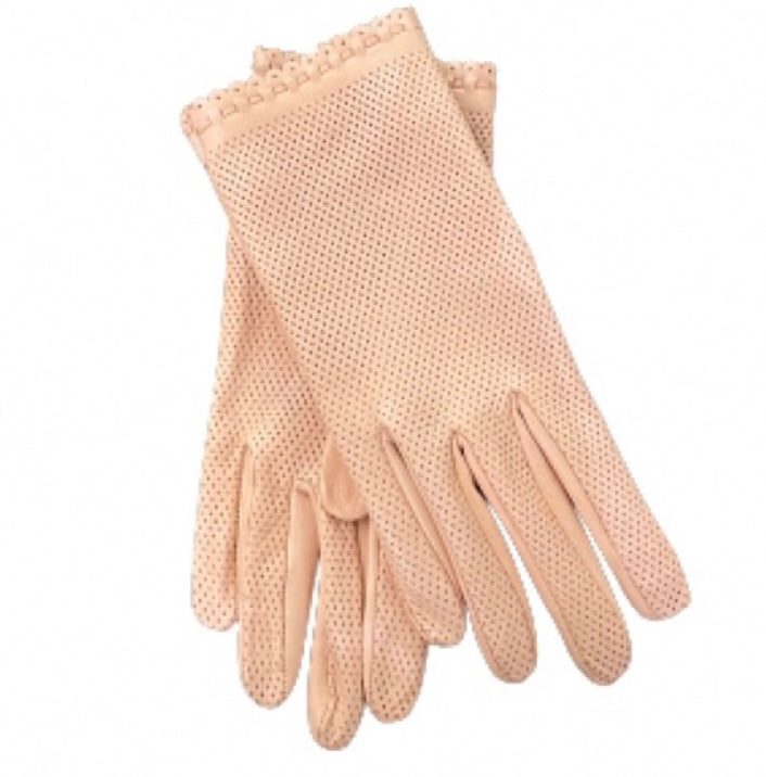 Connie - Women's Perforated Back Unlined Leather Gloves