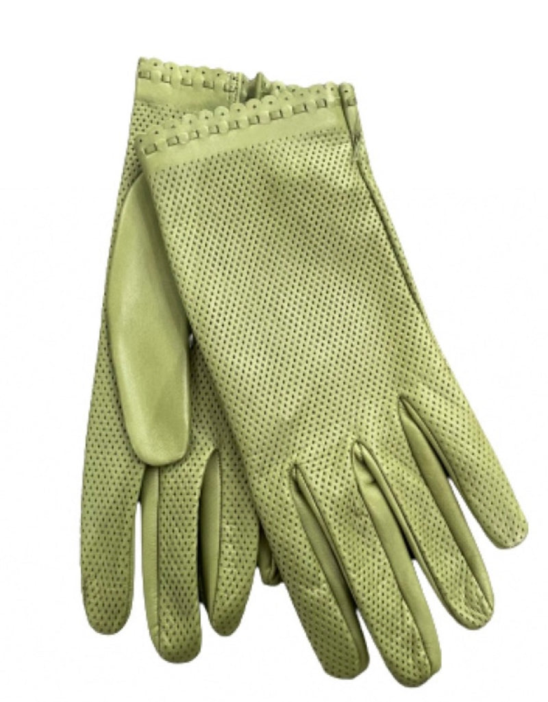 Connie - Women's Perforated Back Unlined Leather Gloves