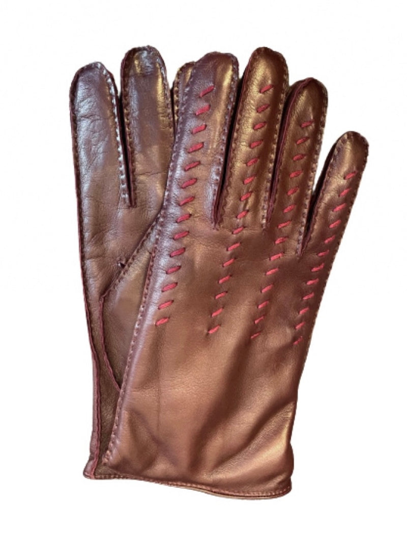 Garry - Men's Contrast Colour Cashmere Lined Leather Gloves